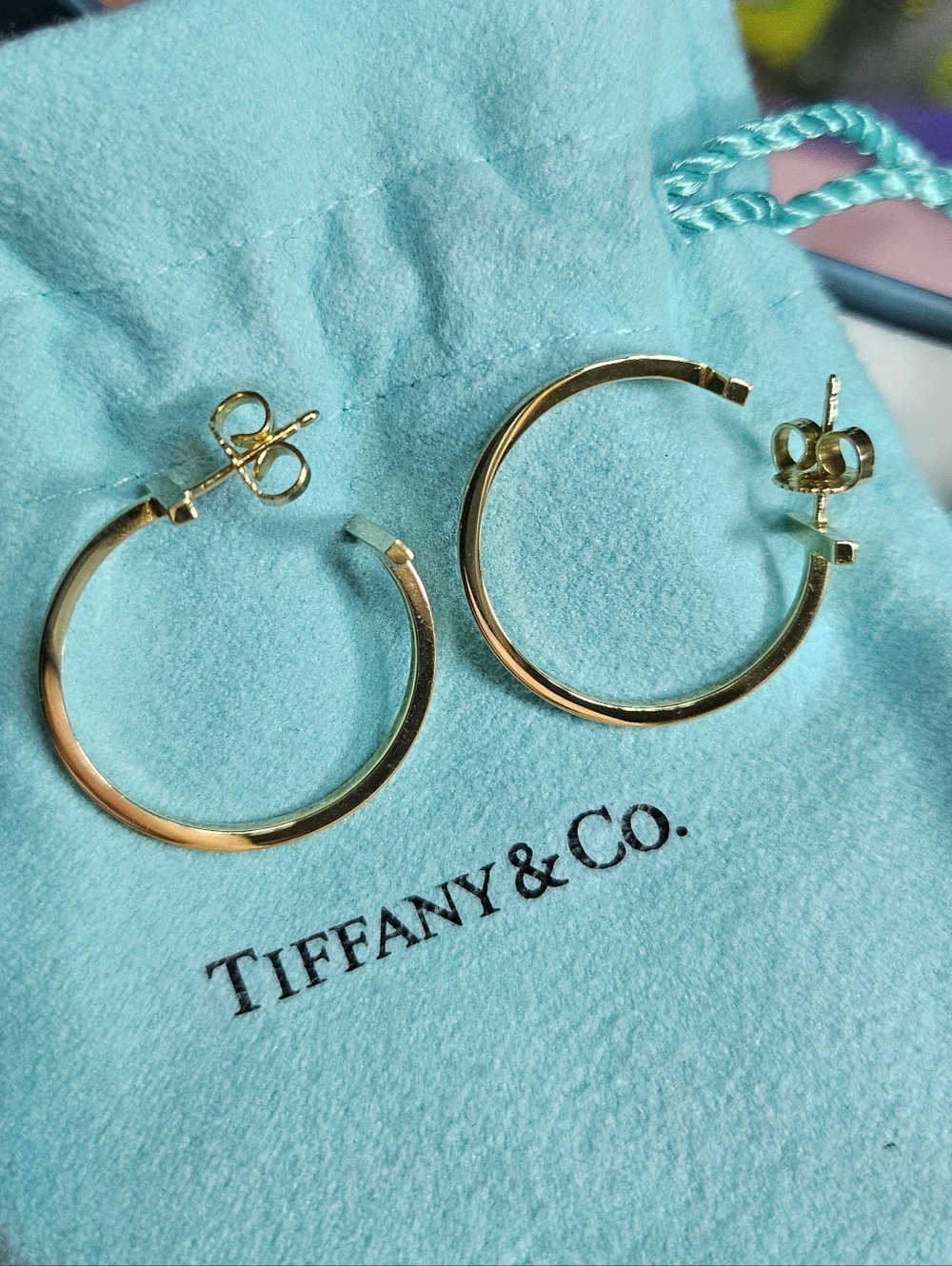Tiffany & Co. 18K Gold T Hoop Earring